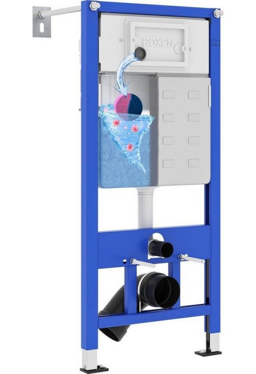 Унитаз подвесной Roxen Antares в комплекте с инсталляцией StounFix Dual Fresh 6 в 1 968010 (кнопка: золото глянцевое )