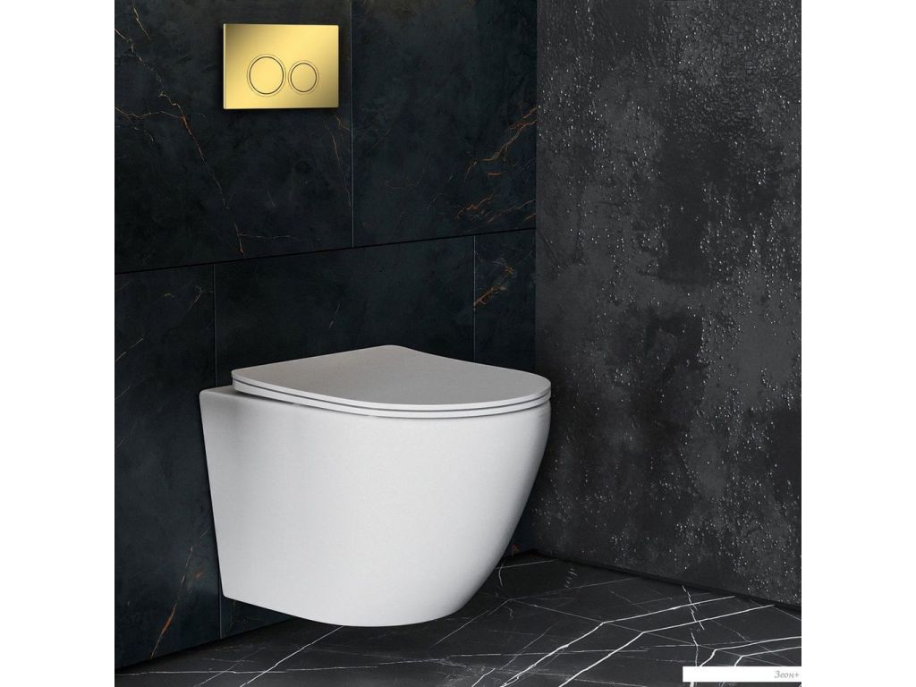 Унитаз подвесной Roxen Antares в комплекте с инсталляцией StounFix Dual Fresh 6 в 1 968010 (кнопка: золото глянцевое )