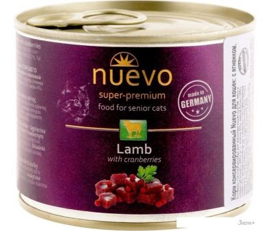 Консервированный корм для кошек Nuevo Senior Lamb with Cranberries 200 г