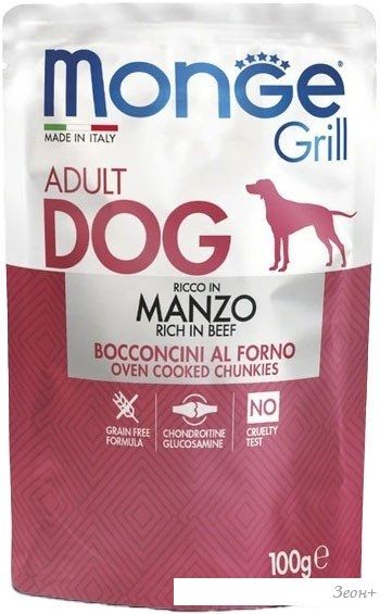 Консервированный корм для собак Monge Dog Grill с говядиной 100 г