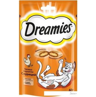 Лакомство для кошек Dreamies лакомые подушечки с курицей 60 г