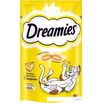 Лакомство для кошек Dreamies лакомые подушечки с сыром 60 г