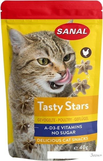 Лакомство для кошек Sanal Tasty Stars Poultry с курицей 40 г