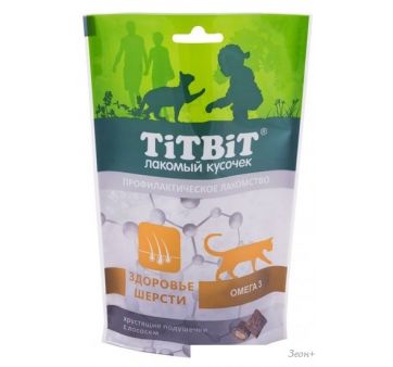 Лакомство для кошек TiTBiT Хрустящие подушечки с лососем для здоровья шерсти 60 г
