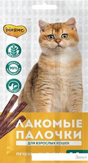 Лакомство для кошек Мнямс Лакомые палочки с цыпленком и печенью 15 г (3 шт)