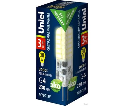   Uniel LED-JC-12/3W/3000K/G4/CL SIZ05TR UL-00010366