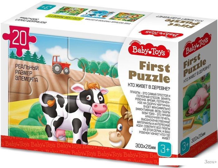 Мозаика/пазл Baby Toys First Puzzle. Кто живет в Деревне 04189