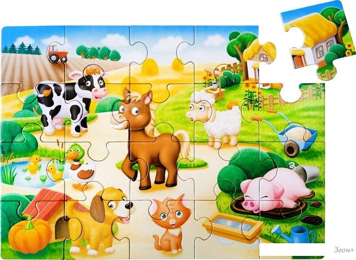 Мозаика/пазл Baby Toys First Puzzle. Кто живет в Деревне 04189