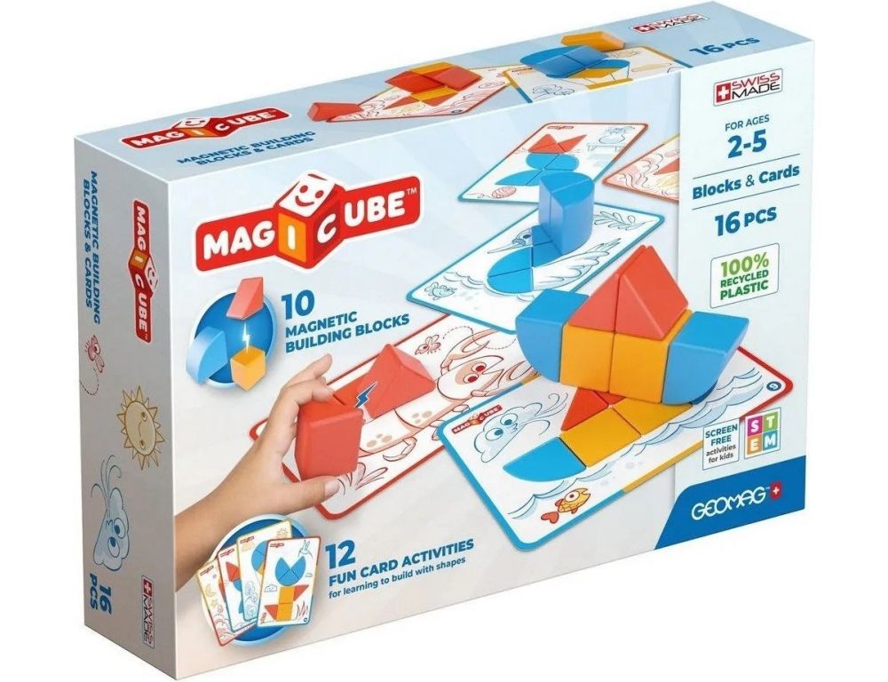 Развивающая игра Geomag Магнитные кубики фигуры и карточки GM302