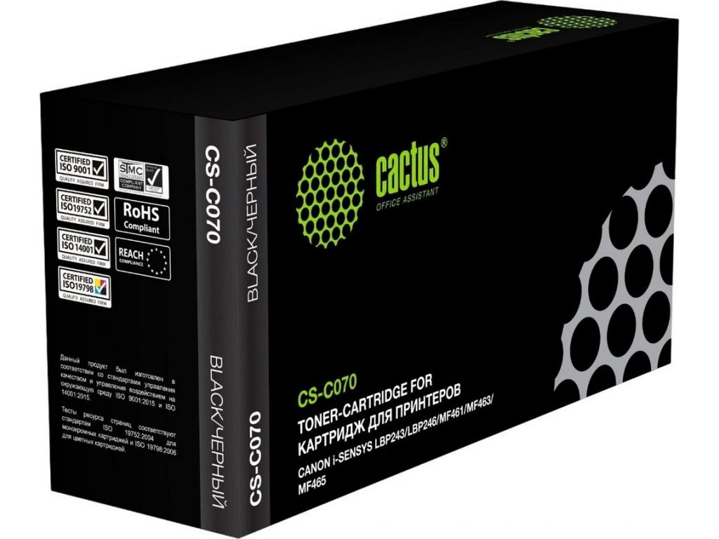 Картридж лазерный Cactus CS-C070 070 черный (3000стр.) для Canon i-SENSYS LBP243/LBP246/MF461/MF463/MF465