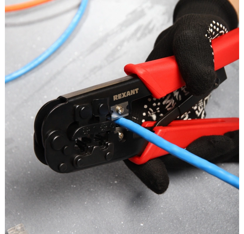 Инструмент обжимной Rexant HT-568R 12-3432 для RJ-45/RJ-12/RJ-11 красный