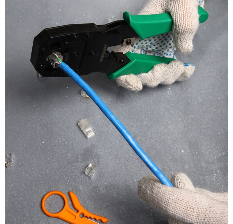 Инструмент обжимной Rexant HT-200 12-3441 для RJ-45/RJ-12/RJ-11 зеленый