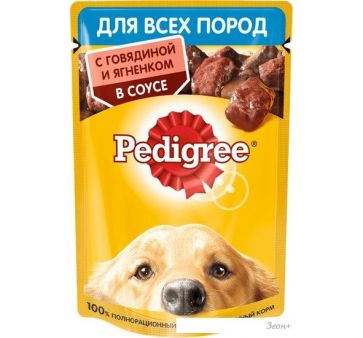 Пресервы Pedigree для взрослых собак всех пород с говядиной/ягненком в соусе 85 г