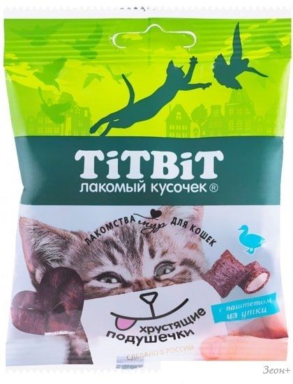 Лакомство для кошек TiTBiT Хрустящие подушечки с паштетом из утки 30 г