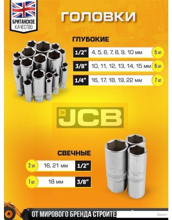 Набор трещотка с головками и битами JCB JCB-38841 (216 предметов)