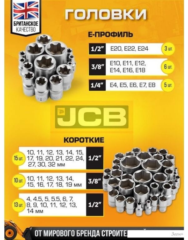 Набор трещотка с головками и битами JCB JCB-38841 (216 предметов)