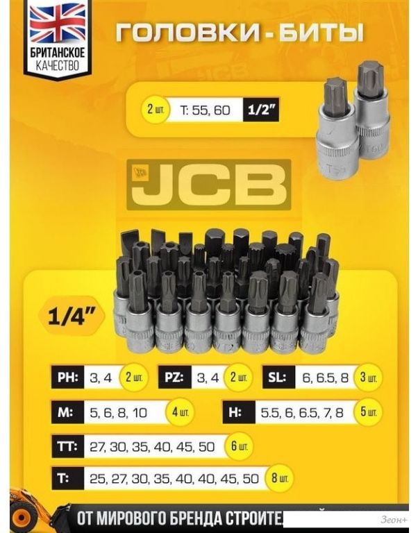 Набор трещотка с головками и битами JCB JCB-38841 (216 предметов)