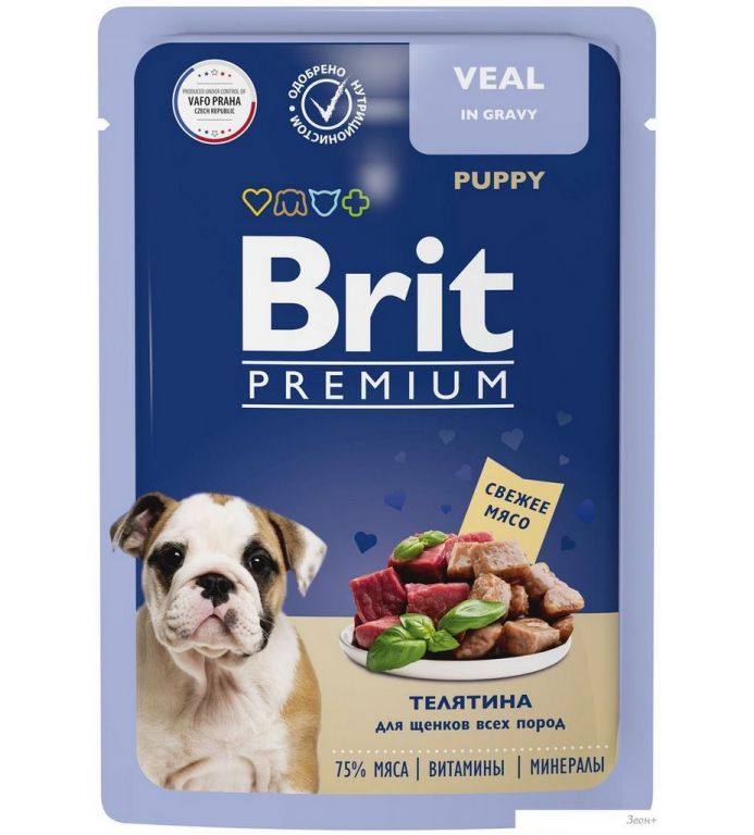 Brit Premium для щенков всех пород с телятиной в соусе 85 г