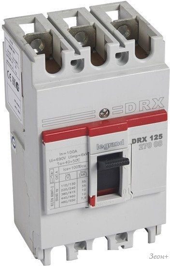 Выключатель автоматический Legrand DRX 125100A 3P 10KA 27008