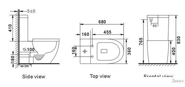 Унитаз напольный Roxen Antares Rimless Soft Close 600185-01