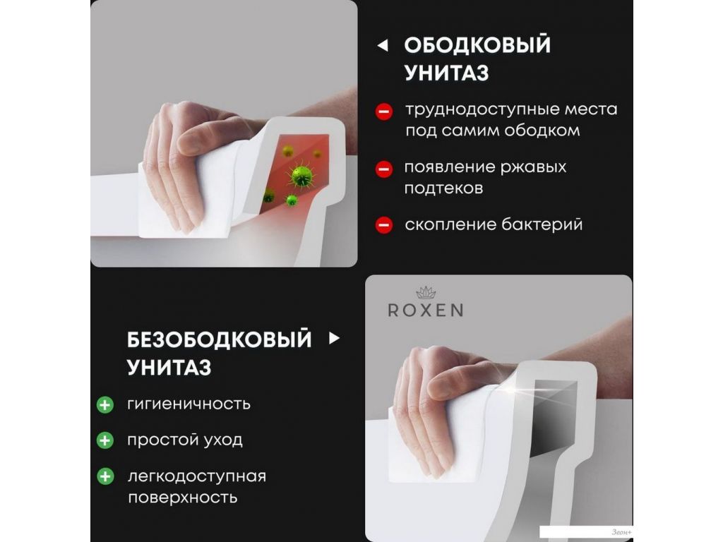 Унитаз подвесной Roxen Antares 530185-01X Rimless Soft Close с функцией биде