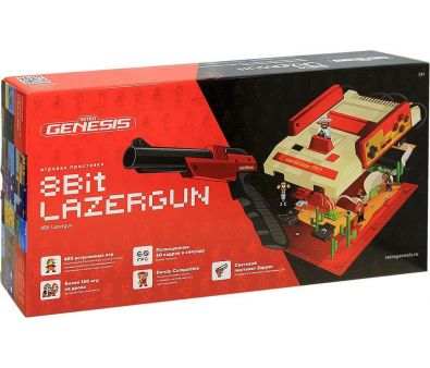 Игровая приставка Retro Genesis 8 Bit Lasergun (2 проводных геймпада, световой пистолет, 450 игр)