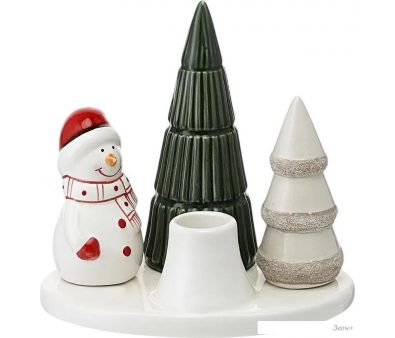 Подсвечник Tkano New Year Essential Enchanted forest TK24-NY_CNH0003 (белый/зеленый)