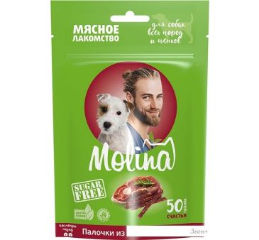 Лакомство для собак Molina для всех пород и щенков Палочки из ягненка и риса 50 г