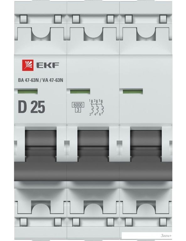 Выключатель автоматический EKF PROxima 3P 25А (D) 6кА ВА 47-63N M636325D