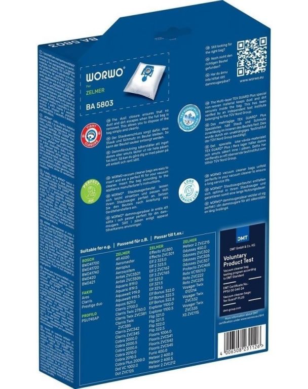 Комплект одноразовых мешков Worwo BA5803