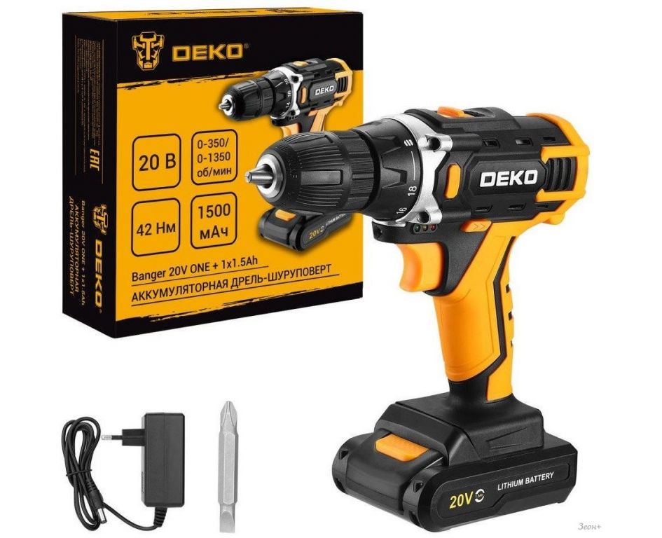 Дрель-шуруповерт Deko Banger 20V ONE + 083-1042 (с 1-им АКБ)