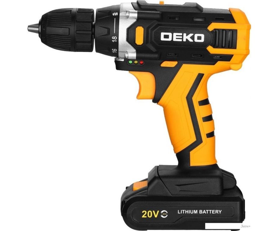 Дрель-шуруповерт Deko Banger 20V ONE + 083-1042 (с 1-им АКБ)