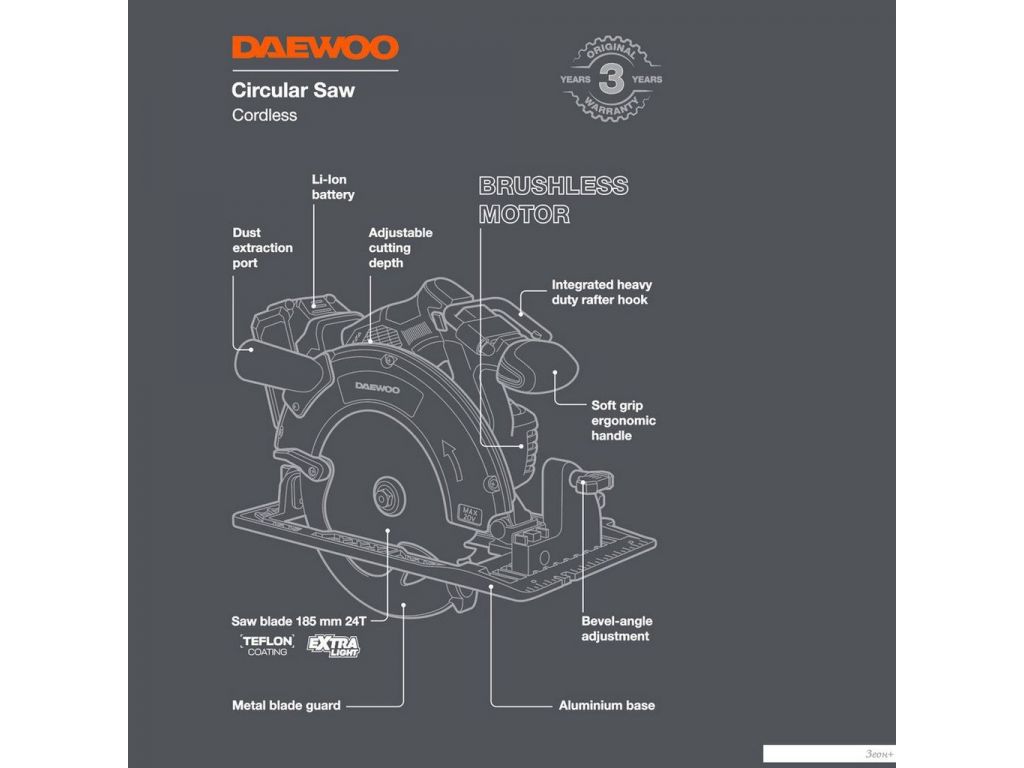 Дисковая (циркулярная) пила Daewoo Power DAS 1821Li Set (с 1-им АКБ)