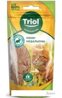 Лакомство для кошек Triol Мини-медальоны из кролика с треской (40 г)