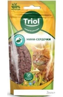 Лакомство для кошек Triol Мини-сердечки из кролика для кошек (40 г)