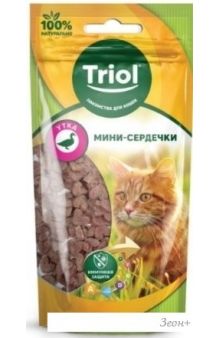 Лакомство для кошек Triol Мини-сердечки из утки для кошек (40 г)