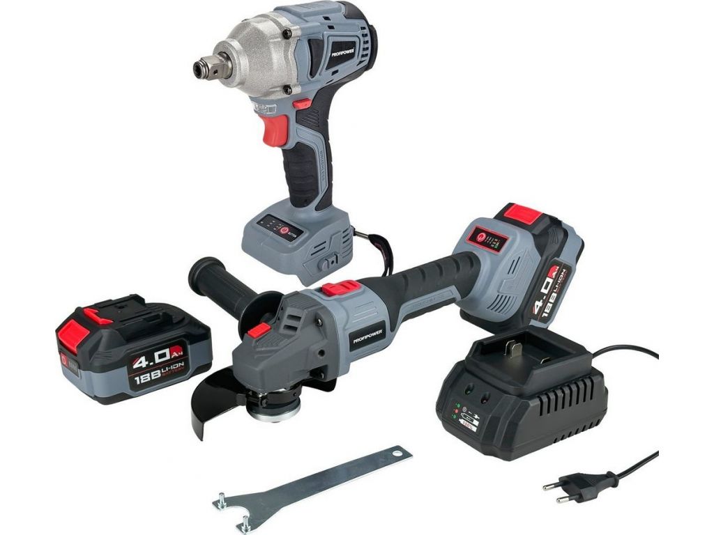 Profipower MKDTW-18V + MKDGA-18V (гайковерт, болгарка, 2 АКБ, кейс)