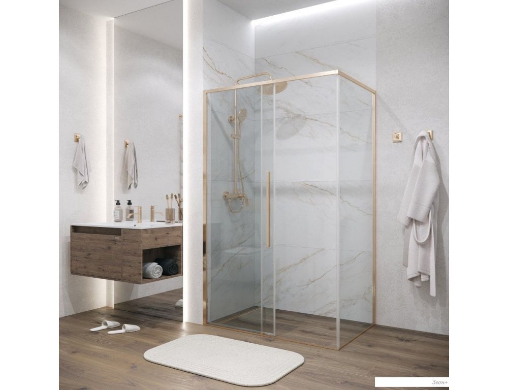 Душевой уголок Grossman Galaxy 140x80x195 120.K33.01.1480.32.00 (золото сатин/стекло прозрачное)