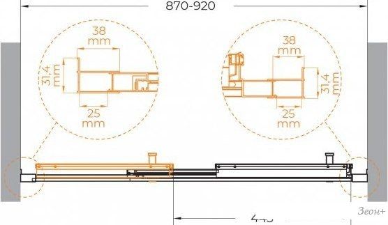 Душевая дверь Cezares MOLVENO-BF-3-90-C-GM-IV