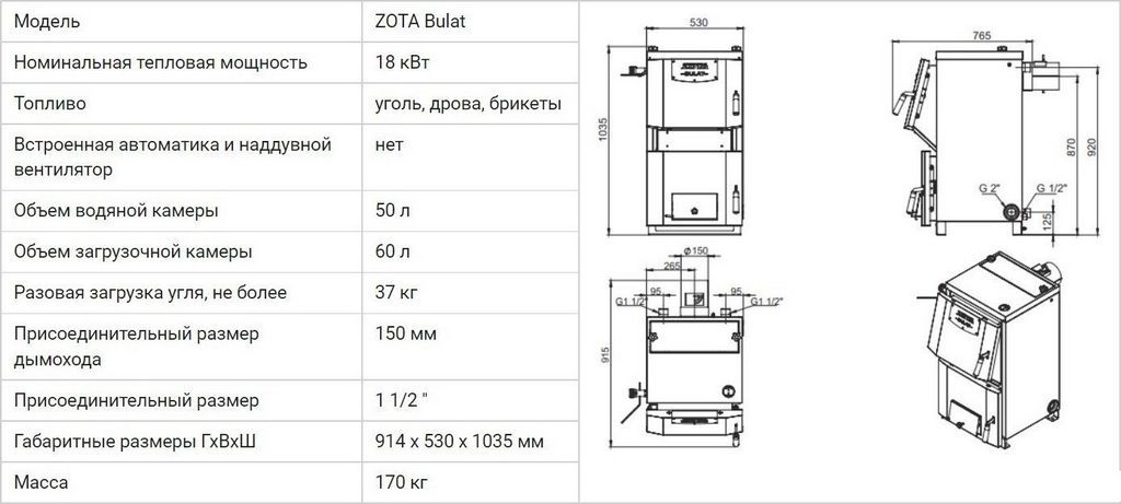 Отопительный котел Zota Bulat 18