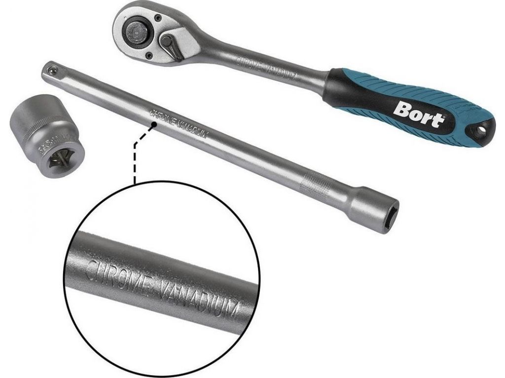Набор трещотка с головками Bort BTK-33 (33 предмета)