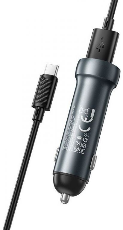 Автомобильное зарядное Hoco Z54 USB Type-C (металлик)
