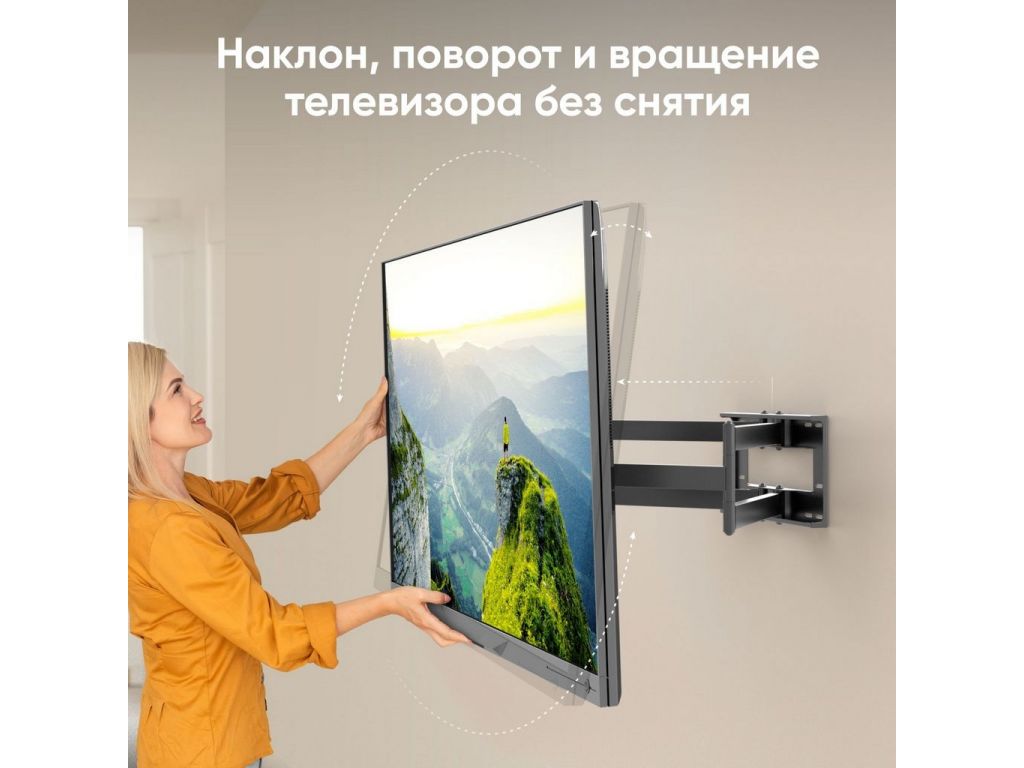 Кронштейн для телевизора Onkron M8L черный 42"-110" макс.100кг настенный поворотно-выдвижной и наклонный