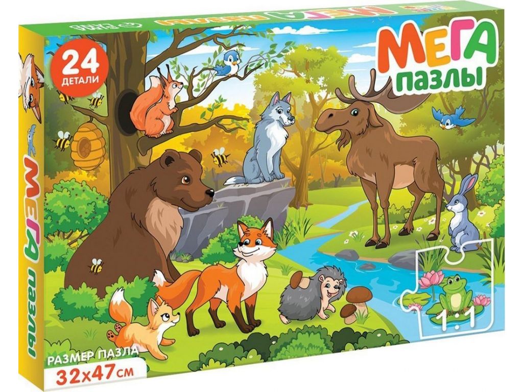 Развивающая игра Puzzle Time Мега-пазл Лесные жители 9319943 (24эл)