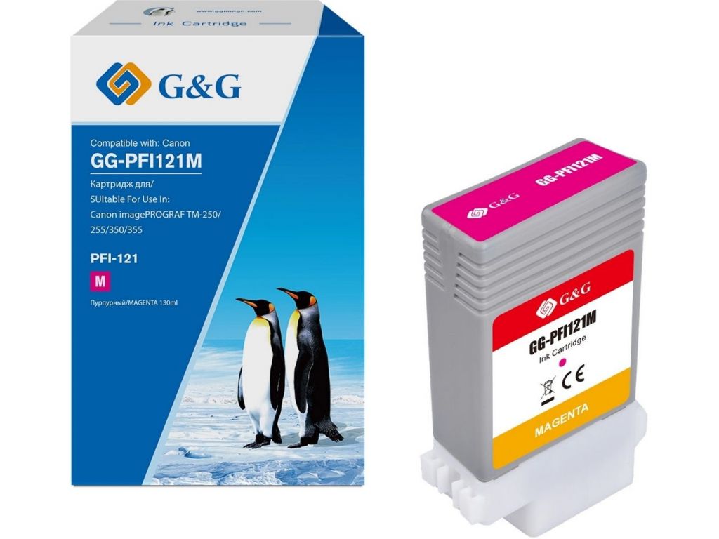 Картридж струйный G&G GG-PFI121M пурп.пигм. (130мл) для Canon imagePROGRAF TM-250/255/350/355