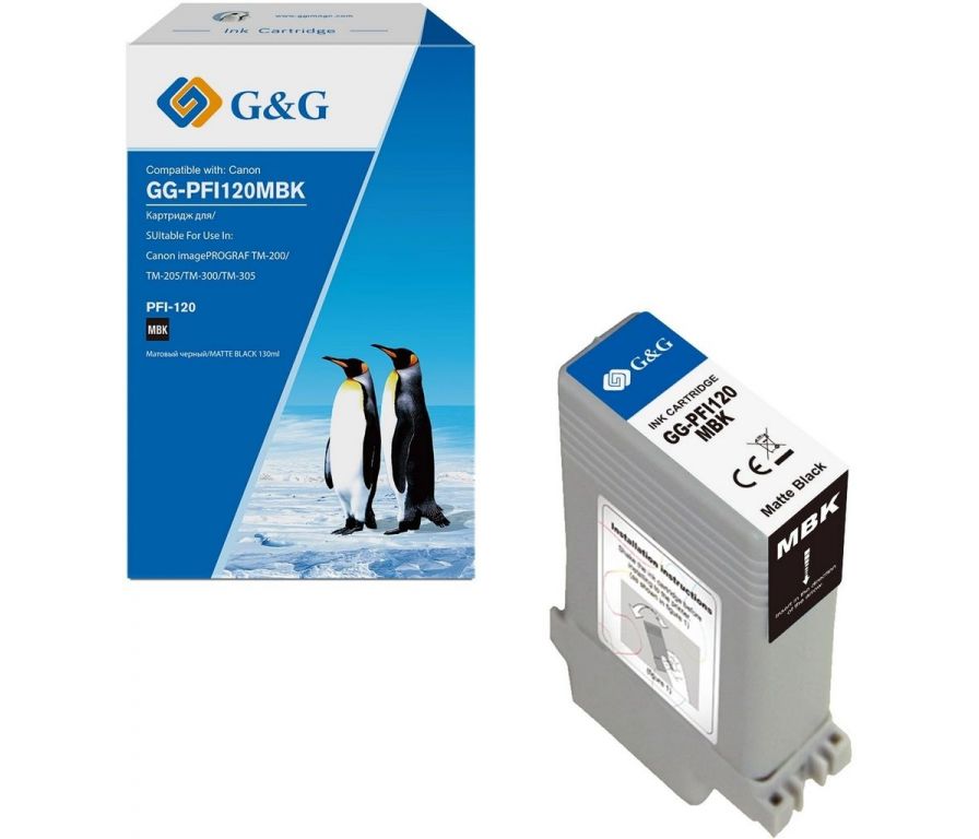 Картридж струйный G&G GG-PFI120MBK PFI-120 MBK черный матовый (130мл) для Canon imagePROGRAF TM-200/205/300/305/250