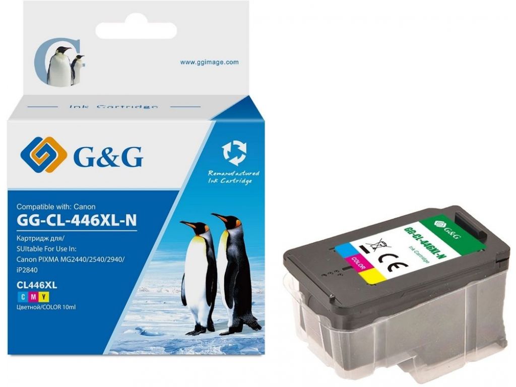 Картридж струйный G&G GG-CL-446XL-N CL-446 голубой/пурпурный/желтый (15мл) для Canon PIXMA MX494; MG2440/2545S/2940/2540/2540S/3040;iP2840;TS204/304/3140/3340;TR4540
