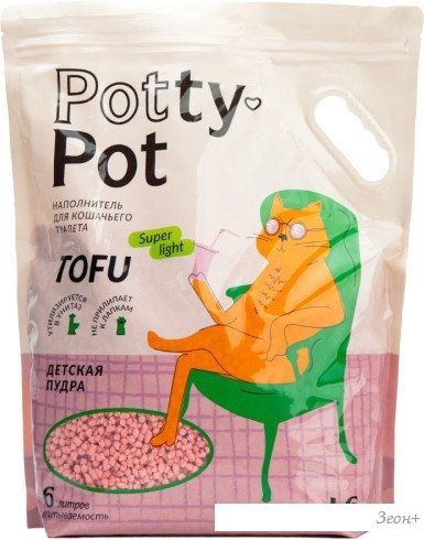 Наполнитель для туалета Potty-Pot Тофу натуральный Детская пудра 1.6 кг (6 л)