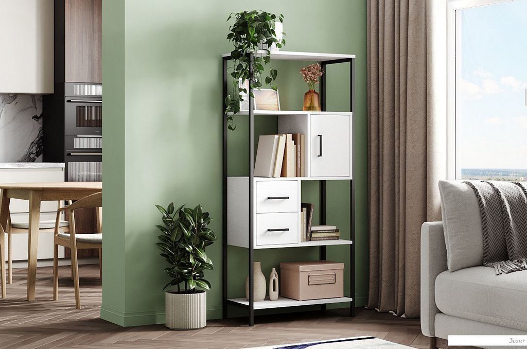 Стеллаж Mio Tesoro Cool Joy Loft (белый/черный)