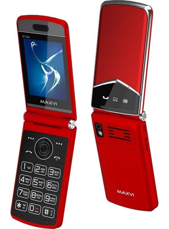 Телефон Maxvi E11ds (красный/серебристый)